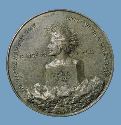 Porträtmedaillon von Erasmus (14656-1530), Rückseite zeigt einen Kopf von Terminus, 1519 (Bronze) (Rückseite) von Quentin Massys or Metsys